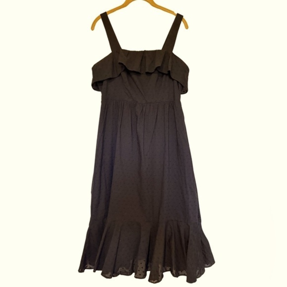 J. Crew Black Polka Dot Ruffle Midi Dress – Size 4
